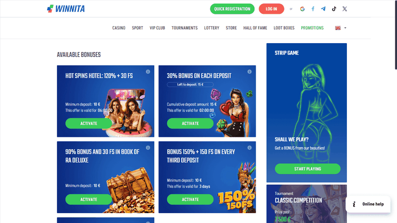 Riepilogo del sito di Winnita Casino Riepilogo del sito di Winnita Casino